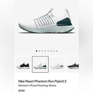 Nike react phantom run flyknit 2- sz 8 women’s- platinum tint/ dark teal green